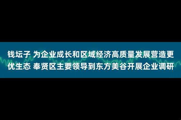 钱坛子 为企业成长和区域经济高质量发展营造更优生态 奉贤区主要领导到东方美谷开展企业调研
